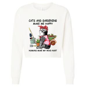 Funny Cats Garden For Women Cropped Pullover Crew