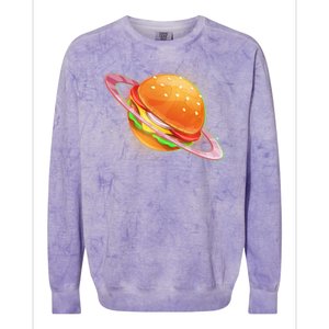 Funny Cosmic Galaxy Burger Planet Colorblast Crewneck Sweatshirt