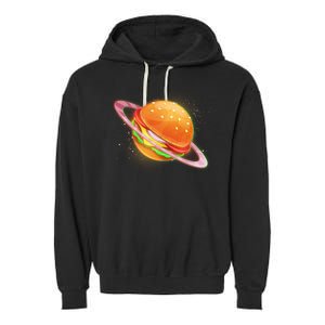 Funny Cosmic Galaxy Burger Planet Garment-Dyed Fleece Hoodie