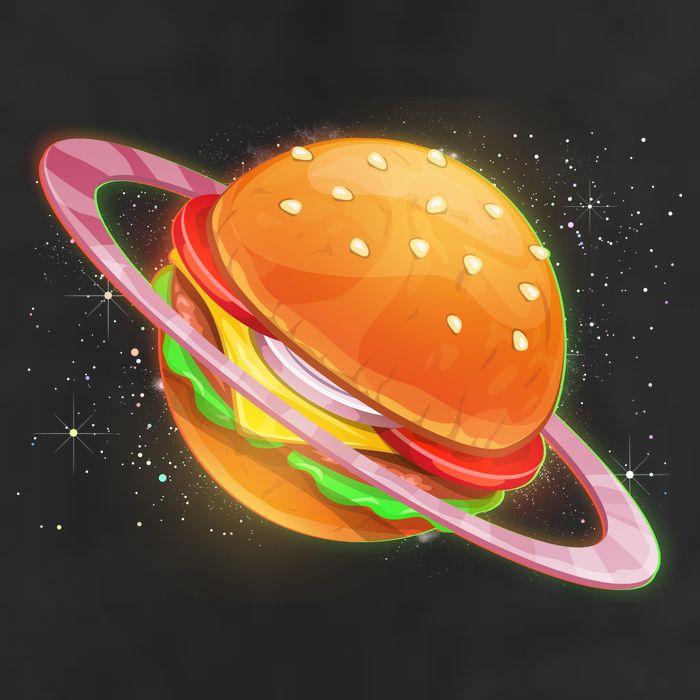 Funny Cosmic Galaxy Burger Planet Garment-Dyed Heavyweight T-Shirt