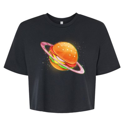 Funny Cosmic Galaxy Burger Planet Bella+Canvas Jersey Crop Tee