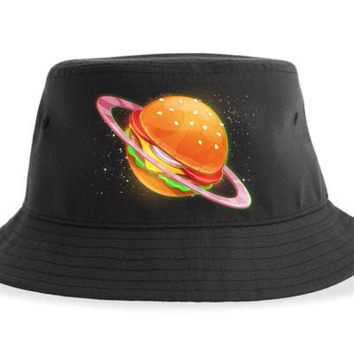 Funny Cosmic Galaxy Burger Planet Sustainable Bucket Hat
