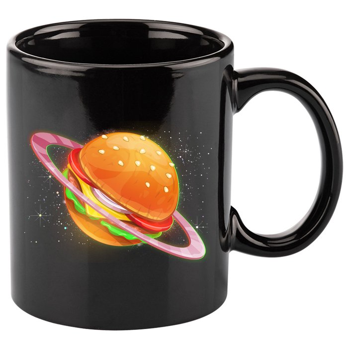 Funny Cosmic Galaxy Burger Planet 11oz C Handle Ceramic Mug
