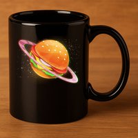 Funny Cosmic Galaxy Burger Planet 11oz C Handle Ceramic Mug
