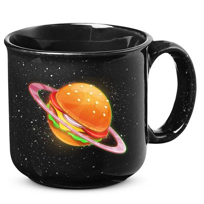 Funny Cosmic Galaxy Burger Planet 15oz Campfire Ceramic Mug