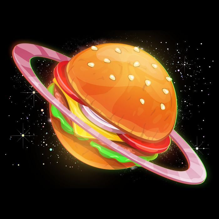 Funny Cosmic Galaxy Burger Planet Drawstring Bag