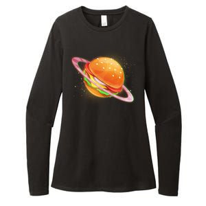 Funny Cosmic Galaxy Burger Planet Womens CVC Long Sleeve Shirt