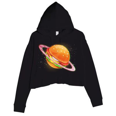 Funny Cosmic Galaxy Burger Planet Crop Fleece Hoodie
