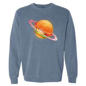 Funny Cosmic Galaxy Burger Planet Garment-Dyed Sweatshirt