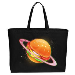 Funny Cosmic Galaxy Burger Planet Cotton Canvas Jumbo Tote