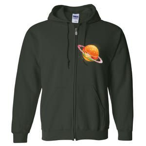 Funny Cosmic Galaxy Burger Planet Full Zip Hoodie