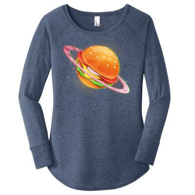 Funny Cosmic Galaxy Burger Planet Women's Perfect Tri Tunic Long Sleeve Shirt