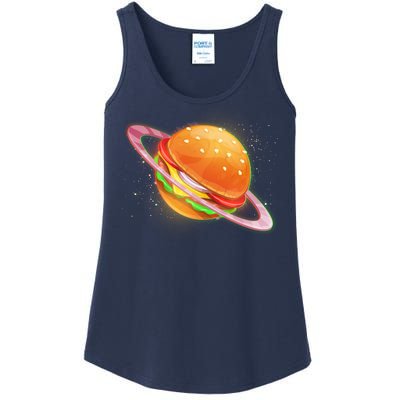 Funny Cosmic Galaxy Burger Planet Ladies Essential Tank