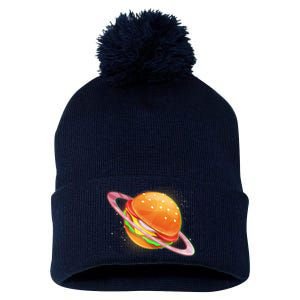 Funny Cosmic Galaxy Burger Planet Pom Pom 12in Knit Beanie