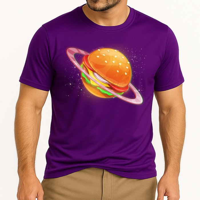 Funny Cosmic Galaxy Burger Planet Performance Shirt