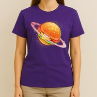 Funny Cosmic Galaxy Burger Planet T-Shirt