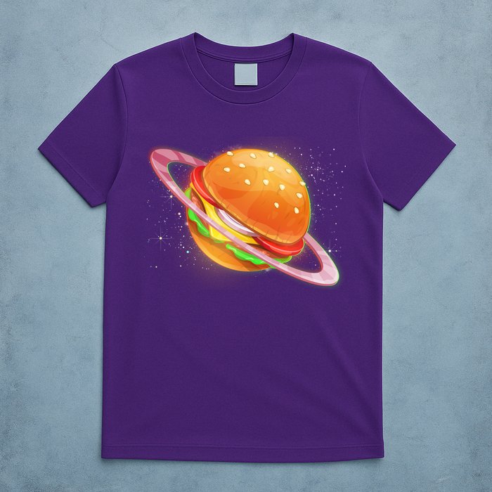 Funny Cosmic Galaxy Burger Planet T-Shirt