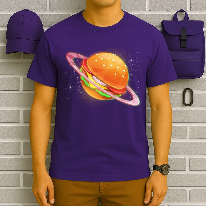 Funny Cosmic Galaxy Burger Planet T-Shirt