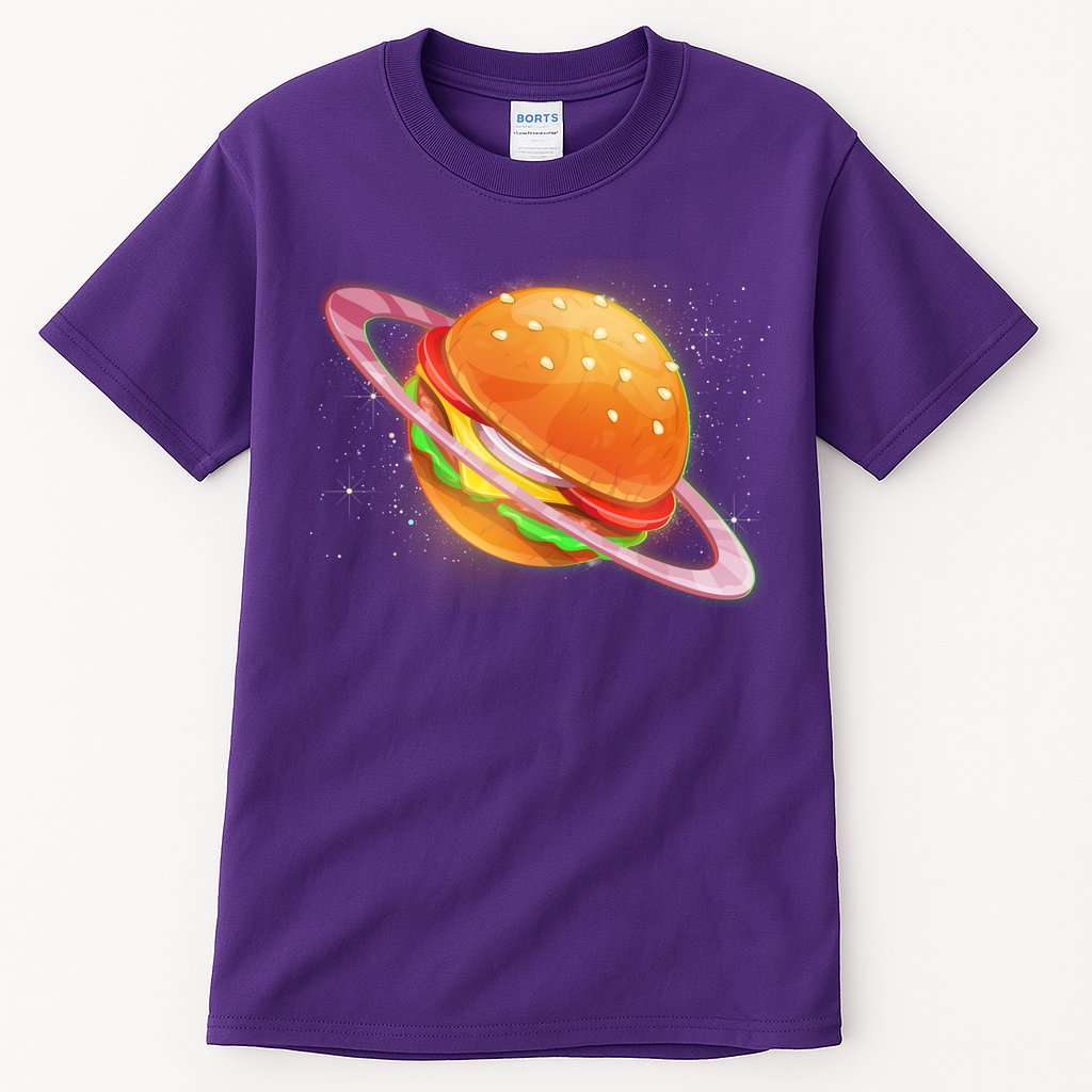 Funny Cosmic Galaxy Burger Planet Tall T-Shirt