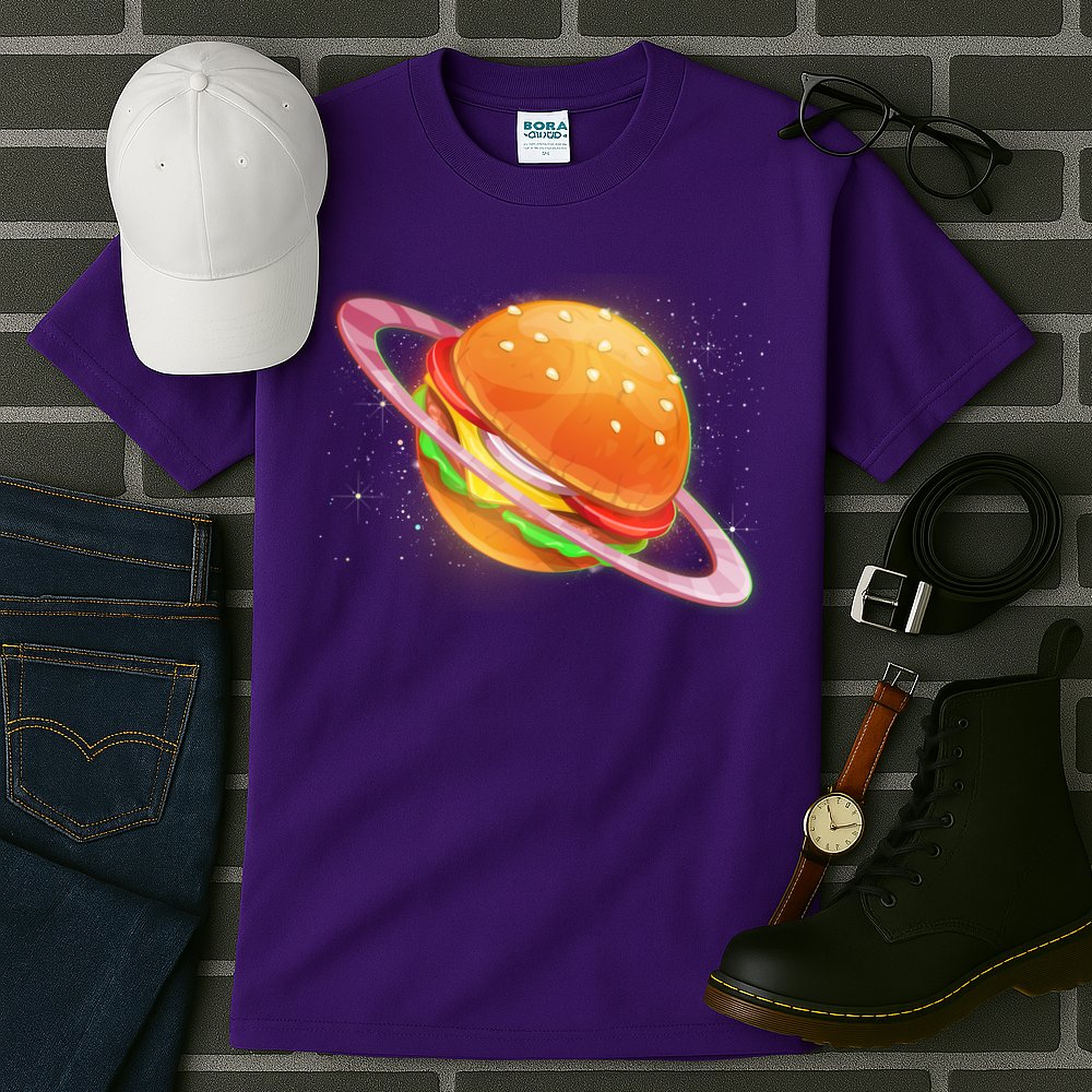Funny Cosmic Galaxy Burger Planet Tall T-Shirt