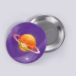 Funny Cosmic Galaxy Burger Planet Button