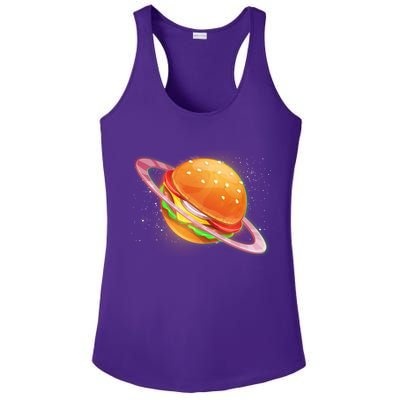 Funny Cosmic Galaxy Burger Planet Ladies PosiCharge Competitor Racerback Tank