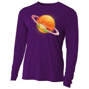 Funny Cosmic Galaxy Burger Planet Cooling Performance Long Sleeve Crew