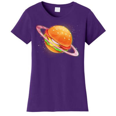 Funny Cosmic Galaxy Burger Planet Women's T-Shirt