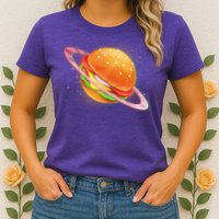 Funny Cosmic Galaxy Burger Planet Womens T-Shirt