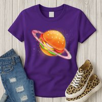 Funny Cosmic Galaxy Burger Planet Womens T-Shirt