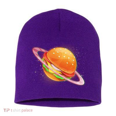 Funny Cosmic Galaxy Burger Planet Short Acrylic Beanie