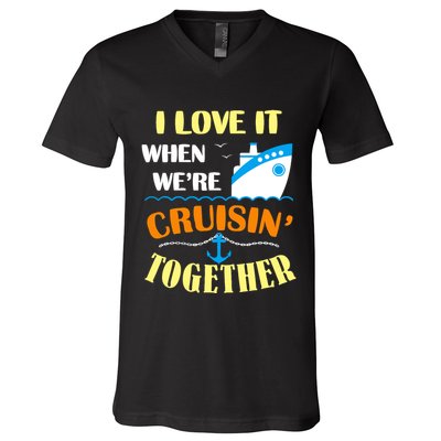 Family Cruise Group Cruise Humor Cruising Gifts Cute Cruises V-Neck T-Shirt