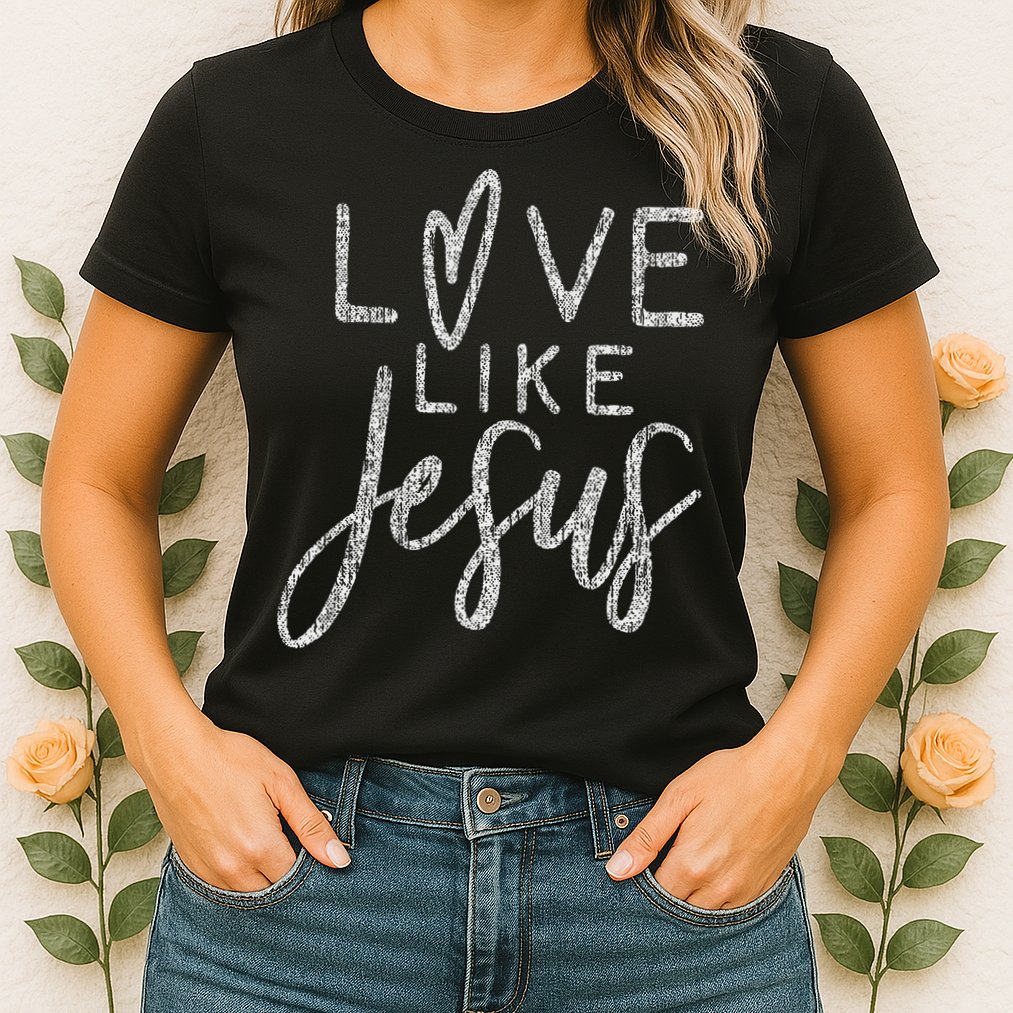 Forever Christian & Gear Cute Christian Love Like Jesus With Heart  Womens T-Shirt