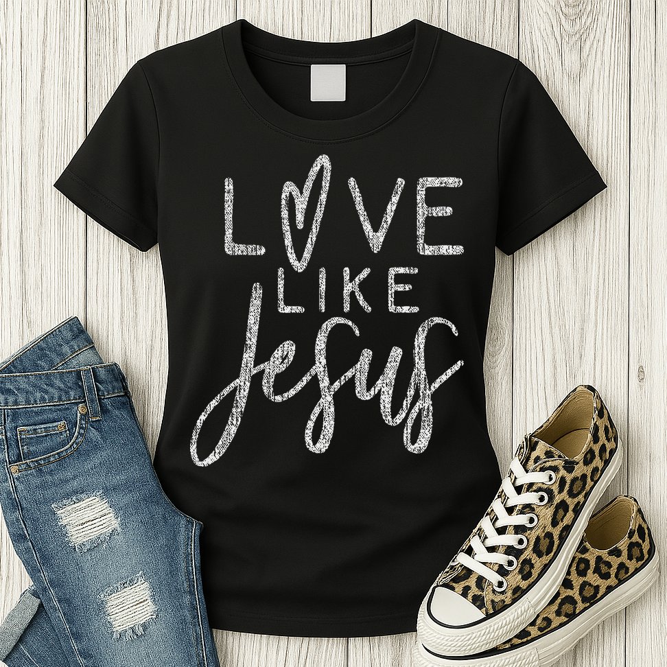 Forever Christian & Gear Cute Christian Love Like Jesus With Heart  Womens T-Shirt