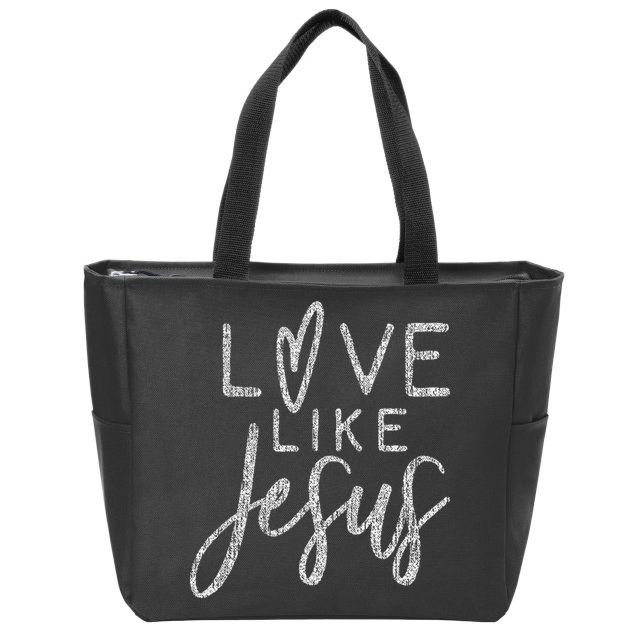 Forever Christian & Gear Cute Christian Love Like Jesus With Heart  Zip Tote Bag