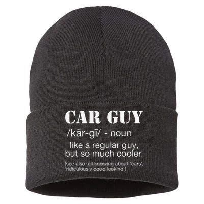 Funny Car Guy Car Guy Definition Gear Head Sustainable Knit Beanie