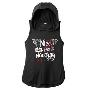 Funny Christmas Gift SantaS List Nice Until Proven Naughty Gift Ladies PosiCharge Tri-Blend Wicking Draft Hoodie Tank