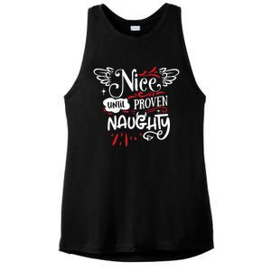 Funny Christmas Gift SantaS List Nice Until Proven Naughty Gift Ladies PosiCharge Tri-Blend Wicking Tank