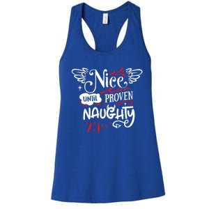 Funny Christmas Gift SantaS List Nice Until Proven Naughty Gift Women's Racerback Tank