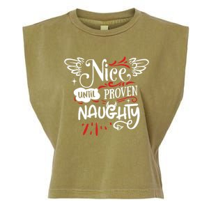 Funny Christmas Gift SantaS List Nice Until Proven Naughty Gift Garment-Dyed Women's Muscle Tee