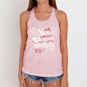 Funny Christmas Gift SantaS List Nice Until Proven Naughty Gift Women's Knotted Racerback Tank