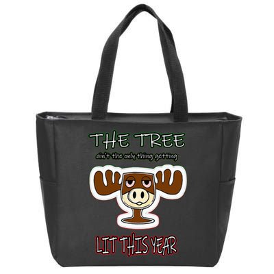 Funny Christmas Get Lit Zip Tote Bag