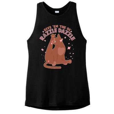 Funny Cat Give Em The Ol Razzle Dazzle Ladies PosiCharge Tri-Blend Wicking Tank