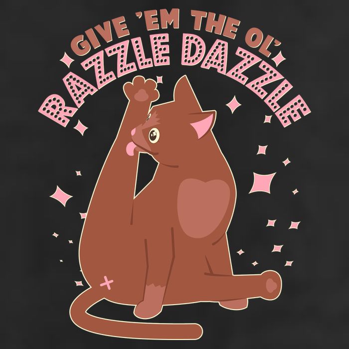 Funny Cat Give Em The Ol Razzle Dazzle 7 Panel Mesh Trucker Snapback Hat