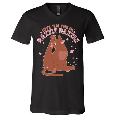 Funny Cat Give Em The Ol Razzle Dazzle V-Neck T-Shirt