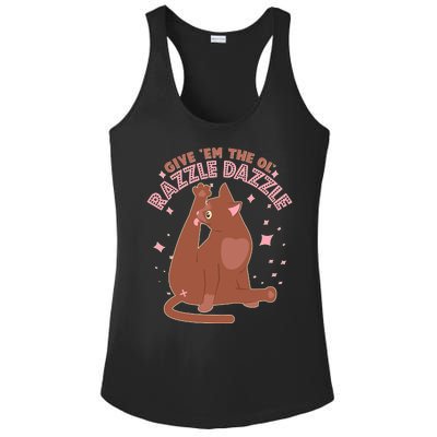 Funny Cat Give Em The Ol Razzle Dazzle Ladies PosiCharge Competitor Racerback Tank