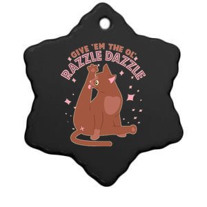 Funny Cat Give Em The Ol Razzle Dazzle Ceramic Star Ornament