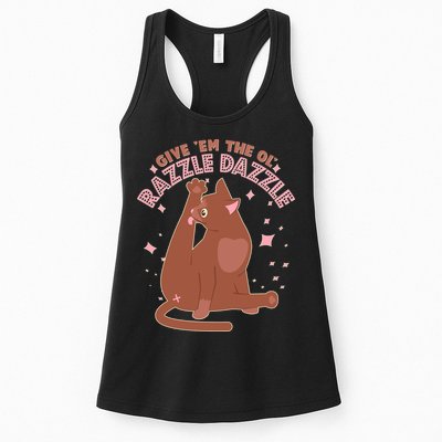 Funny Cat Give Em The Ol Razzle Dazzle Womens Tank Top