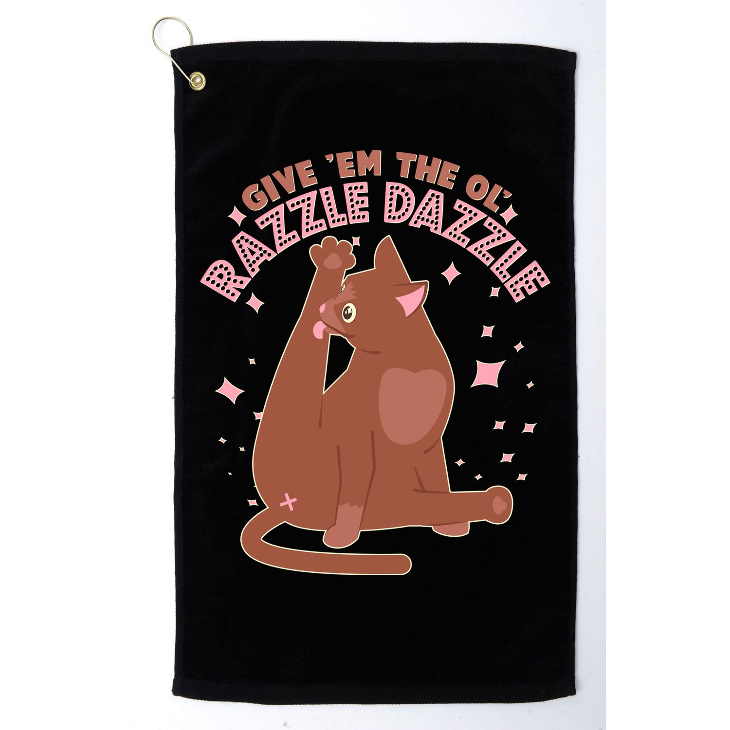 Funny Cat Give Em The Ol Razzle Dazzle Golf Towel