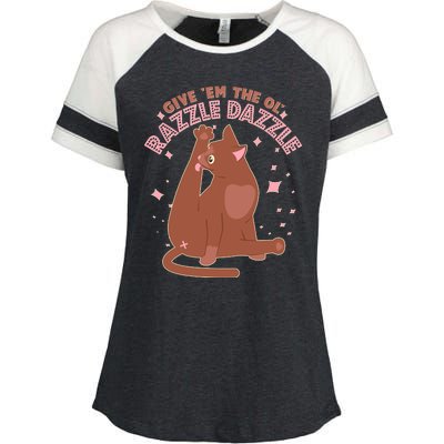 Funny Cat Give Em The Ol Razzle Dazzle Enza Ladies Jersey Colorblock Tee